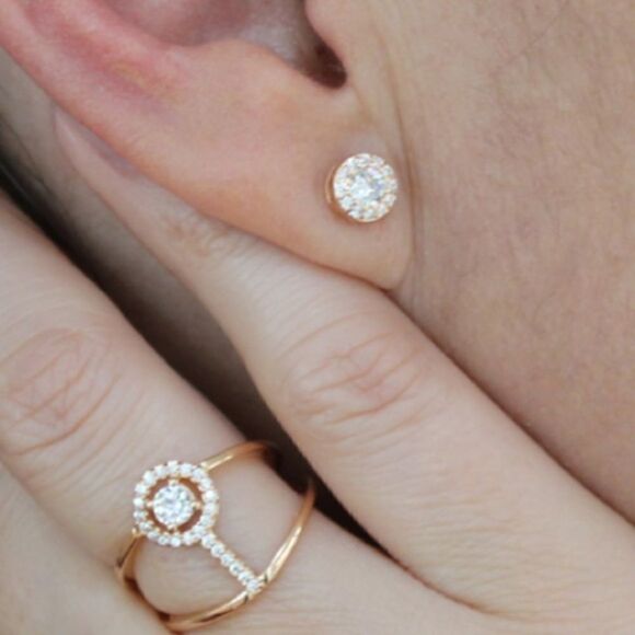 ZIRCONIA VERSATILE RING + ROSE GOLD PLATED size 7 & 8 - Picture 4 of 12